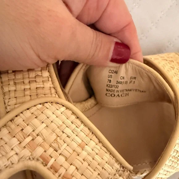 Coach Tan Woven Platform Heels - Picture 8 of 13